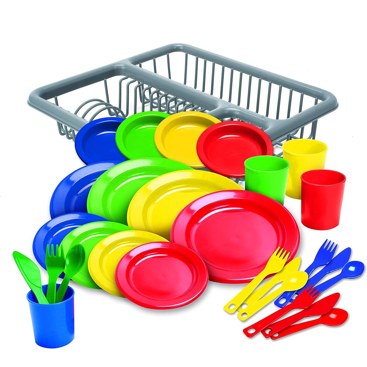 [Kidzlane]Kidzlane Durable Kids Play Dishes Pretend Play Childrens Dish Set 29 Piece with Drainer 0531 [並行輸入品]