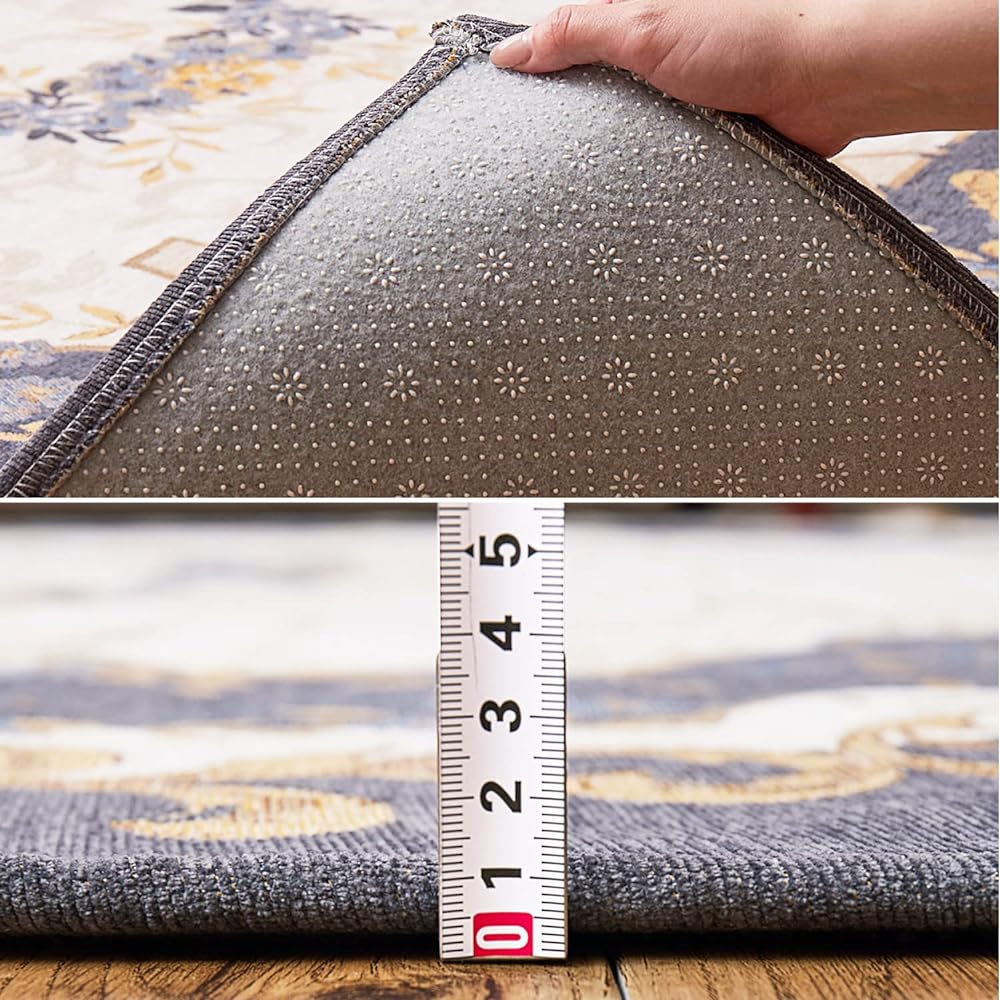 Hagiwara Rug, Blue, Approx. 220 x 220cm "Brose" Gobelin Chenille Rug, Washable, Antibacterial, Odor Resistant, Non-Slip Processed, Hot Suitable