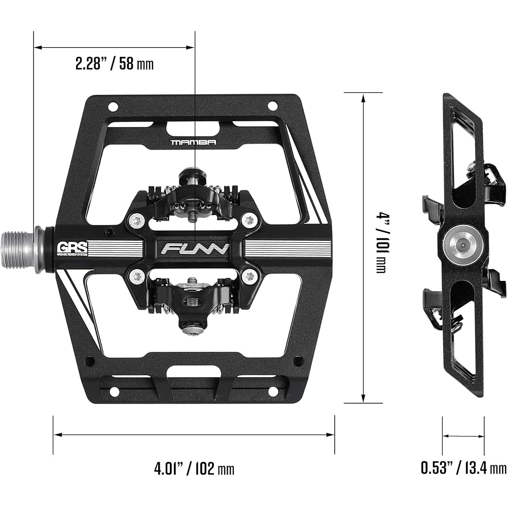 Funn Mamba Binding Pedals - Double Sided SPD Compatible Mountain Bike Pedals - Suitable for Mountain Bikes, BMX Bicycles, Gravel Bicycles, Bicycle Pedals, 9/16" Steel Axle