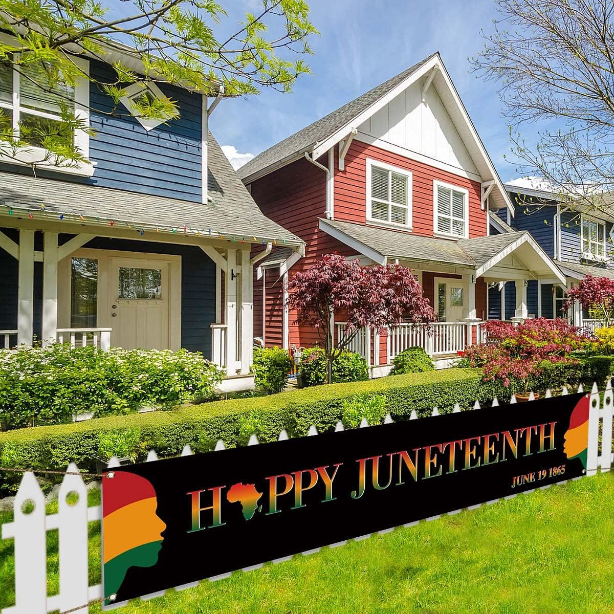 Happy Juneteenth Banner Fence June 19 Independence Day Decoration African Afro American Frstival Celebration Supplies