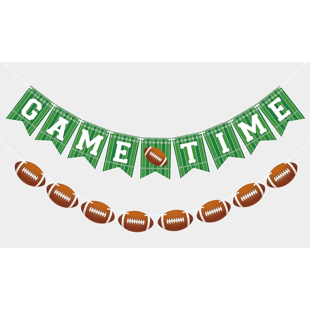 VILIFEVER 2 Pieces Game Time Banner Football Garland Football Party Decorations Game Day Sports Theme Party Supplies Football Birthday Banner Indoor Outdoor Decor