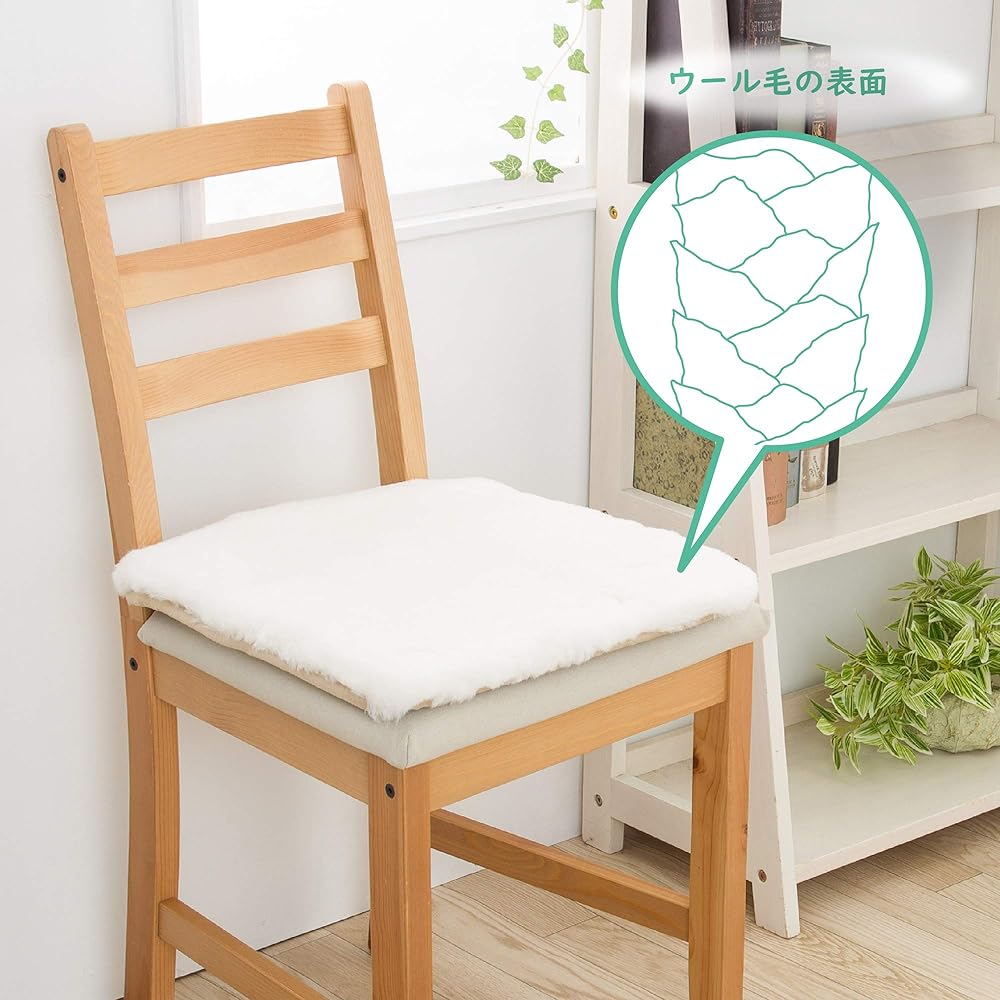 nishikawa [Nishikawa] Luxury Shearling Cushion, Compact Size, Fluffy, 100% Natural Shearling, Stuff Resistant, Stain Resistant, White IHG1009014W