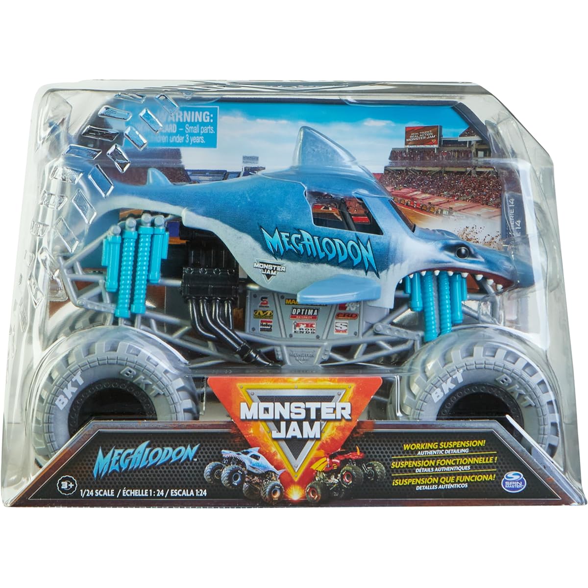 Monster Jam Megalodon Official Monster Truck Collectible Diecast Car 1:24 Scale Kids Toy for Boys Ages 3+