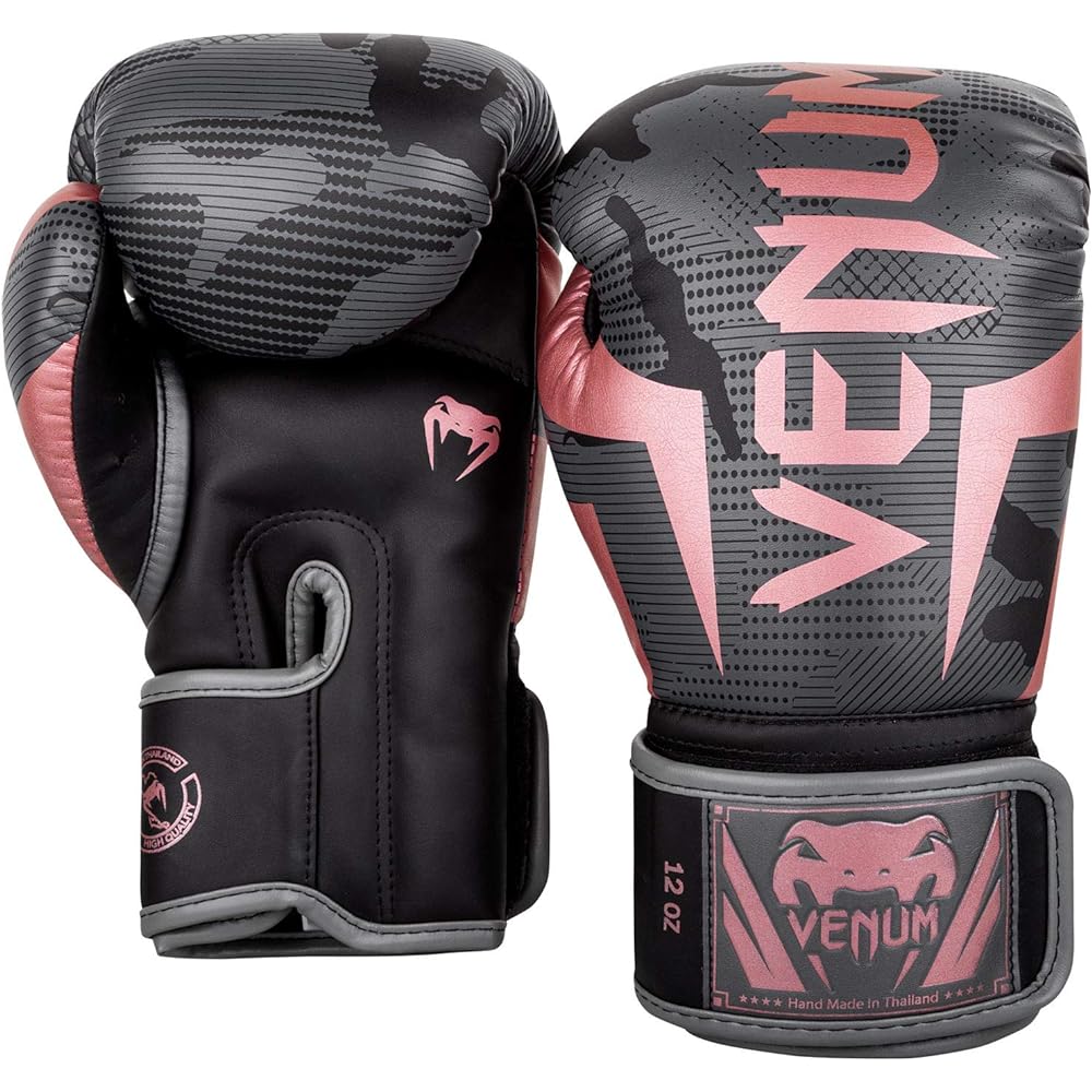 VENUM Elite Boxing Gloves Black/Pink Gold VENUM-1392-537