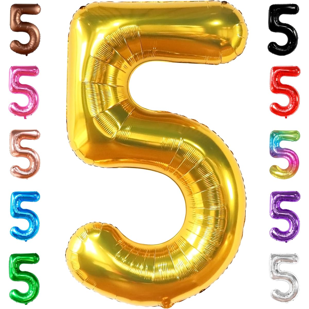 KatchOn Big Gold Number 5 Balloon - 40 Inch | Gold Number 5 Balloons 5th Birthday Balloons | Balloons for 5th Birthday | Balloons for 5th Birthday | 5th Balloons