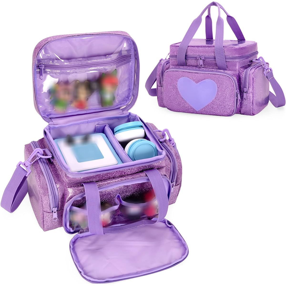 LoDrid Carry Case Tonie Compatible Storage Bag Organizer for Audio Player Set with Handle and Shoulder Strap for Kids, Purple, Bag Only (Patent Pending)