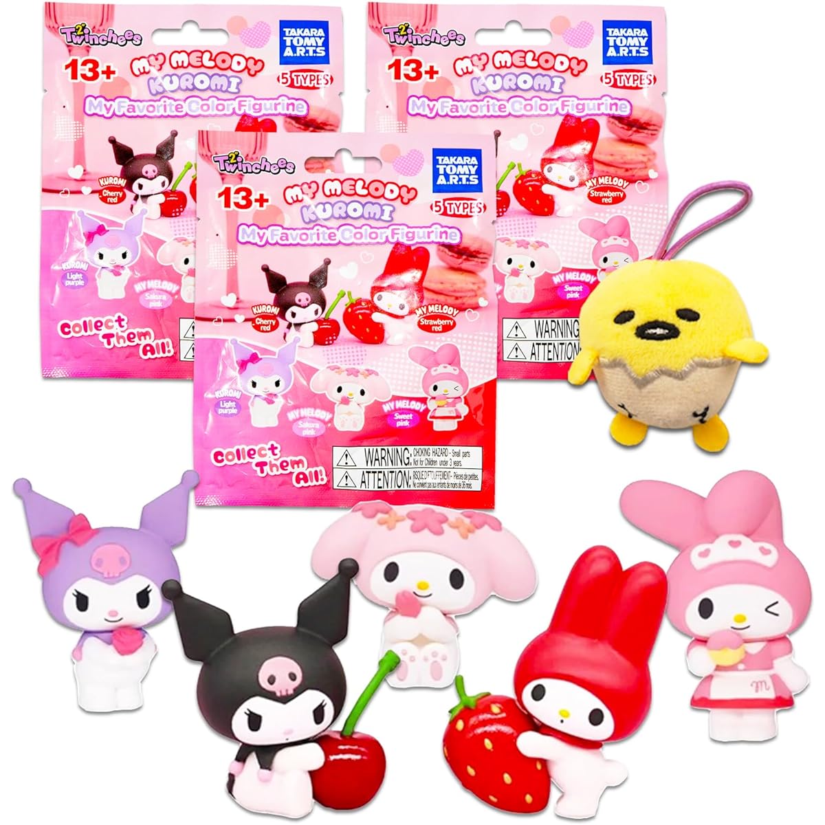 Sanrio Hello Kitty My Melody & Kuromi Blind Bag Party Favors Set of 3 - Sanrio Party Supplies Set of 3 Kuromi and My Melody Figures Set