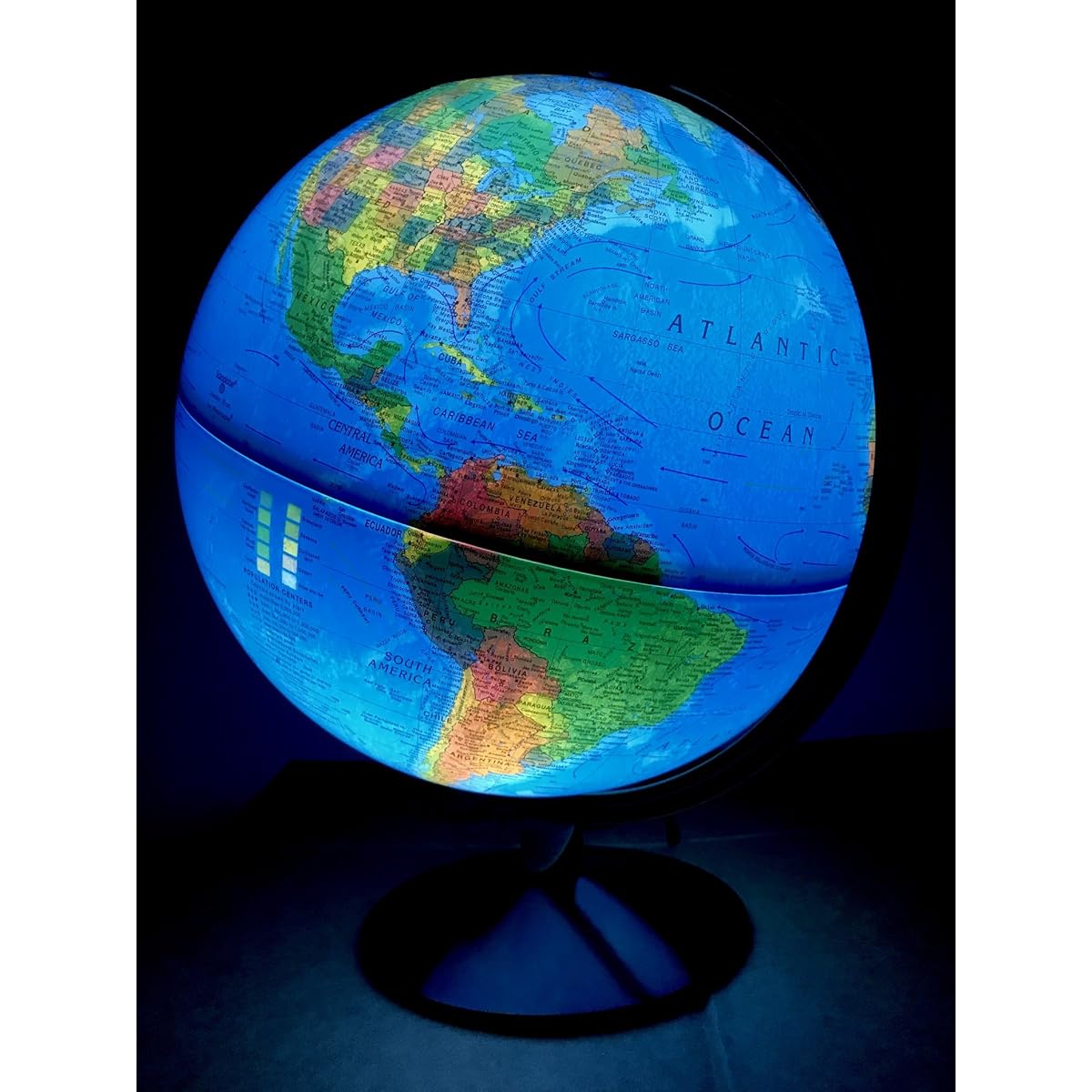 Replogle Odessa - Blue Ocean 2 Way Map Illuminated World Globe Raised Modern Cartography Made in the USA (12"/30cm Diameter)