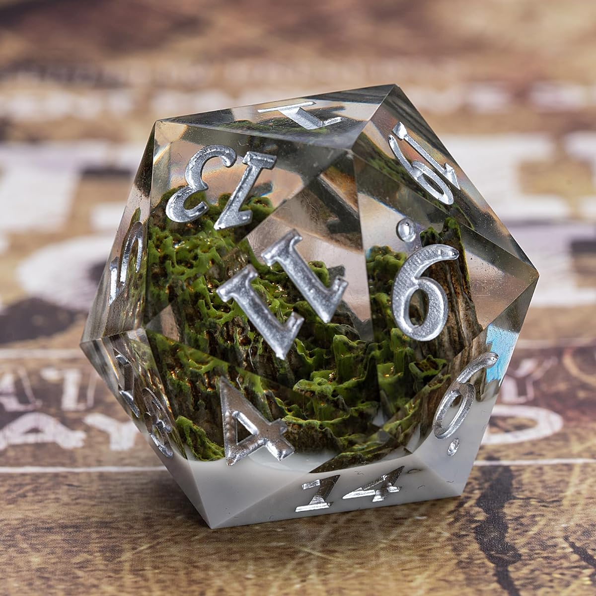 Dungeons and Dragons D&D Dice D20, Mountain Dice D&D 33MM Oversized D20 Single Sharp Edge Resin.