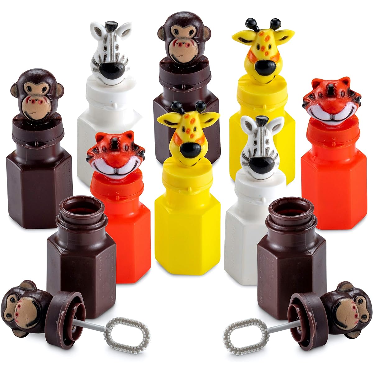 Bulk Animal Bubbles - (24 Pack) Safari Party Favors Mini Bubble Wand Bottles Assorted Jungle Zoo Characters Baby Shower Themed Birthday Party Favors Goodie Bag Toys for Kids