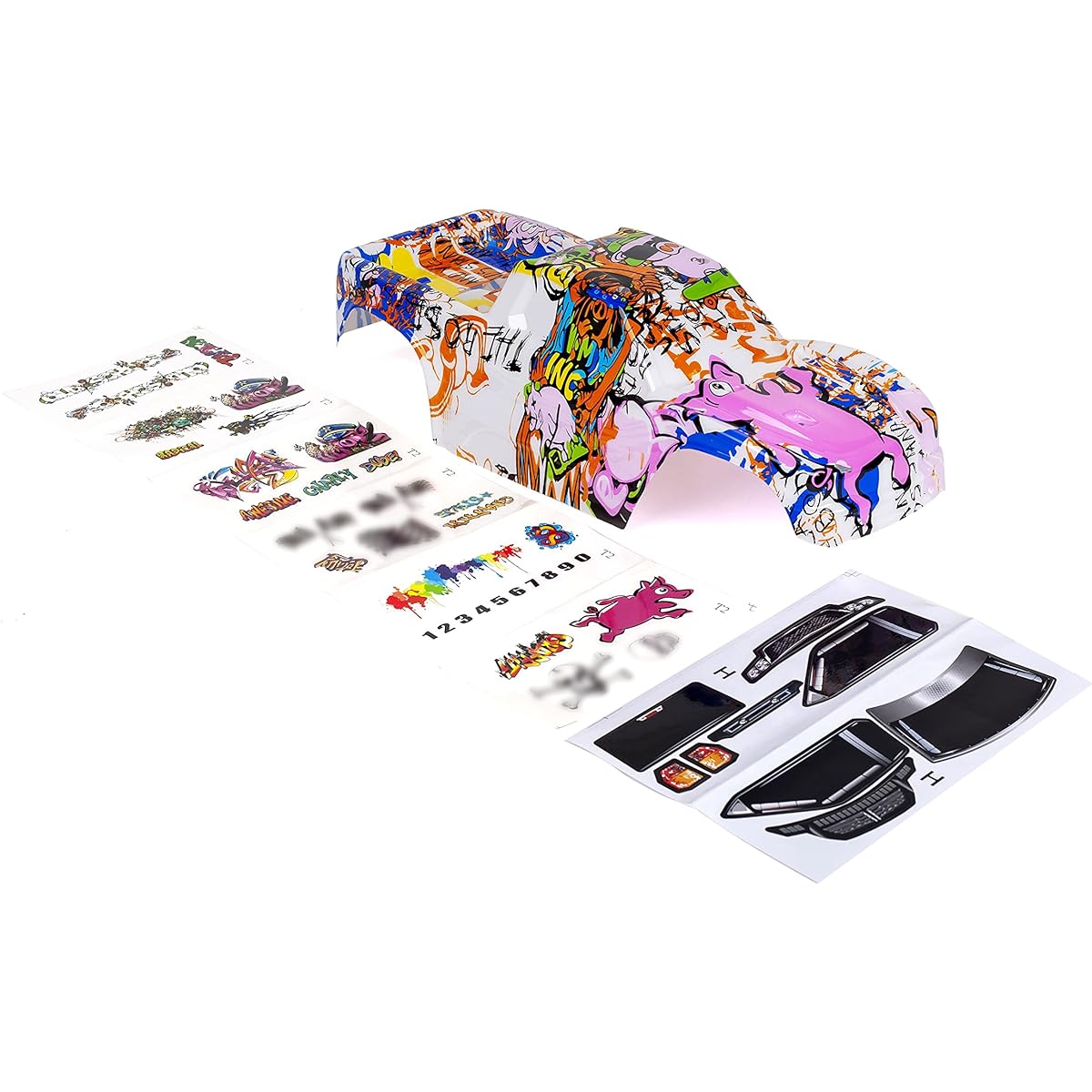 Custom Body Graffiti Pink Pig Style Traxxas Hoss 4X4 VXL 3S 4WD Truck Shell Cover (Truck Not Included) H-PIG-01
