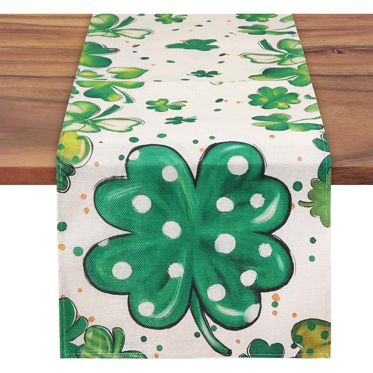 Green Shamrock Bush St. Patrick's Day Table Runner Seasonal Spring Holiday Kitchen Dining Table Decor Indoor Outdoor Home Party Decor 13 x 72 Inch