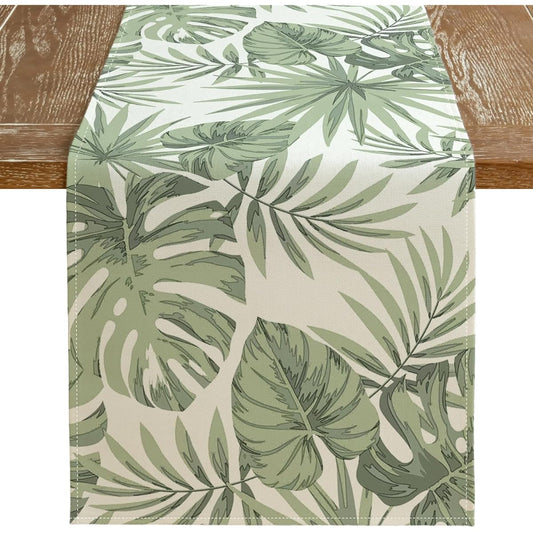 ARKENY Summer Table Runner 13x48 Inch Palm Leaves Watercolor Spring Seasonal Farmhouse Burlap for Indoor Kitchen Anniversary Dining Table Decorations Home Party AT608-48