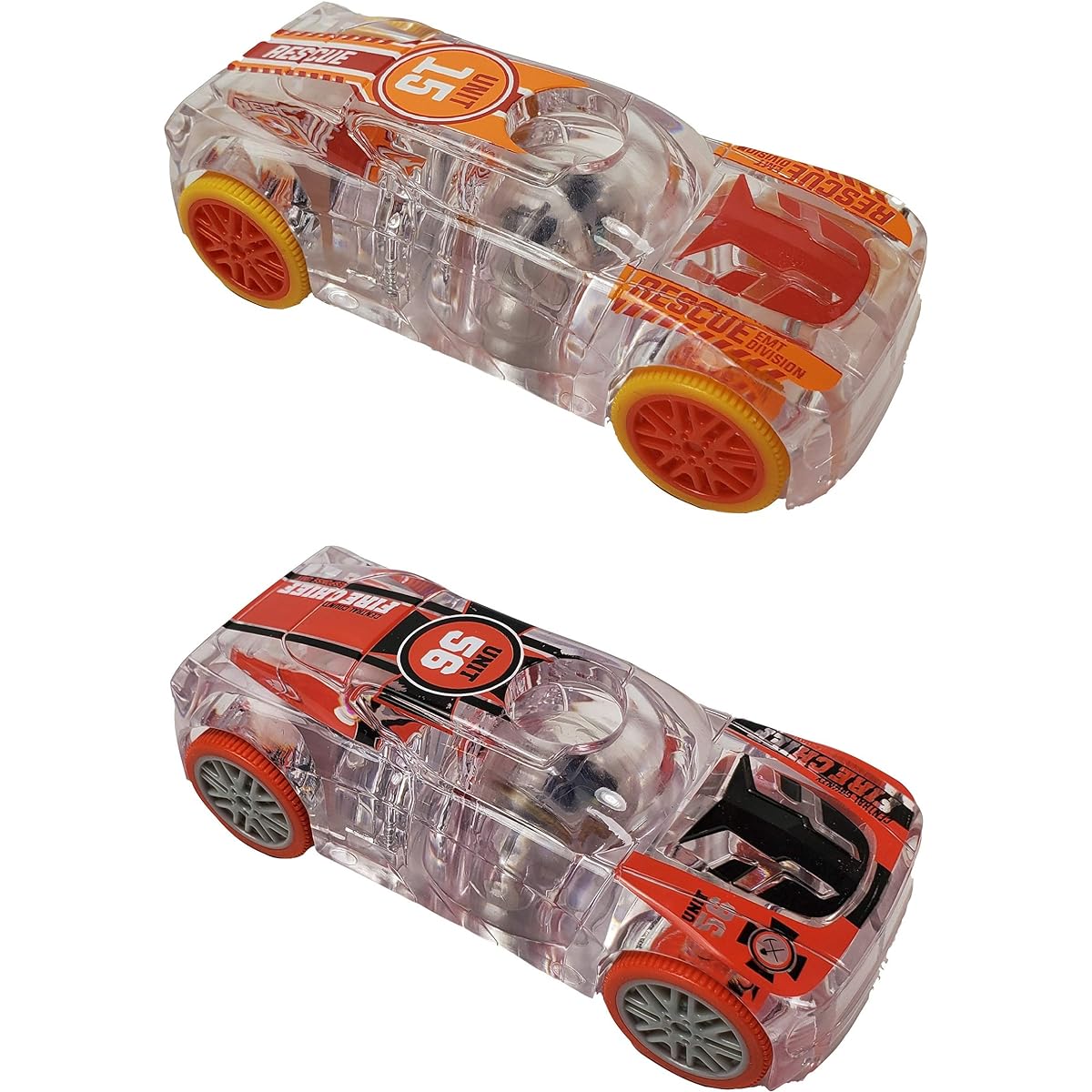 Marble Racers Light Up 1:43 Scale Quickshot Pullback Motor Race Car - Fire Chief & EMT