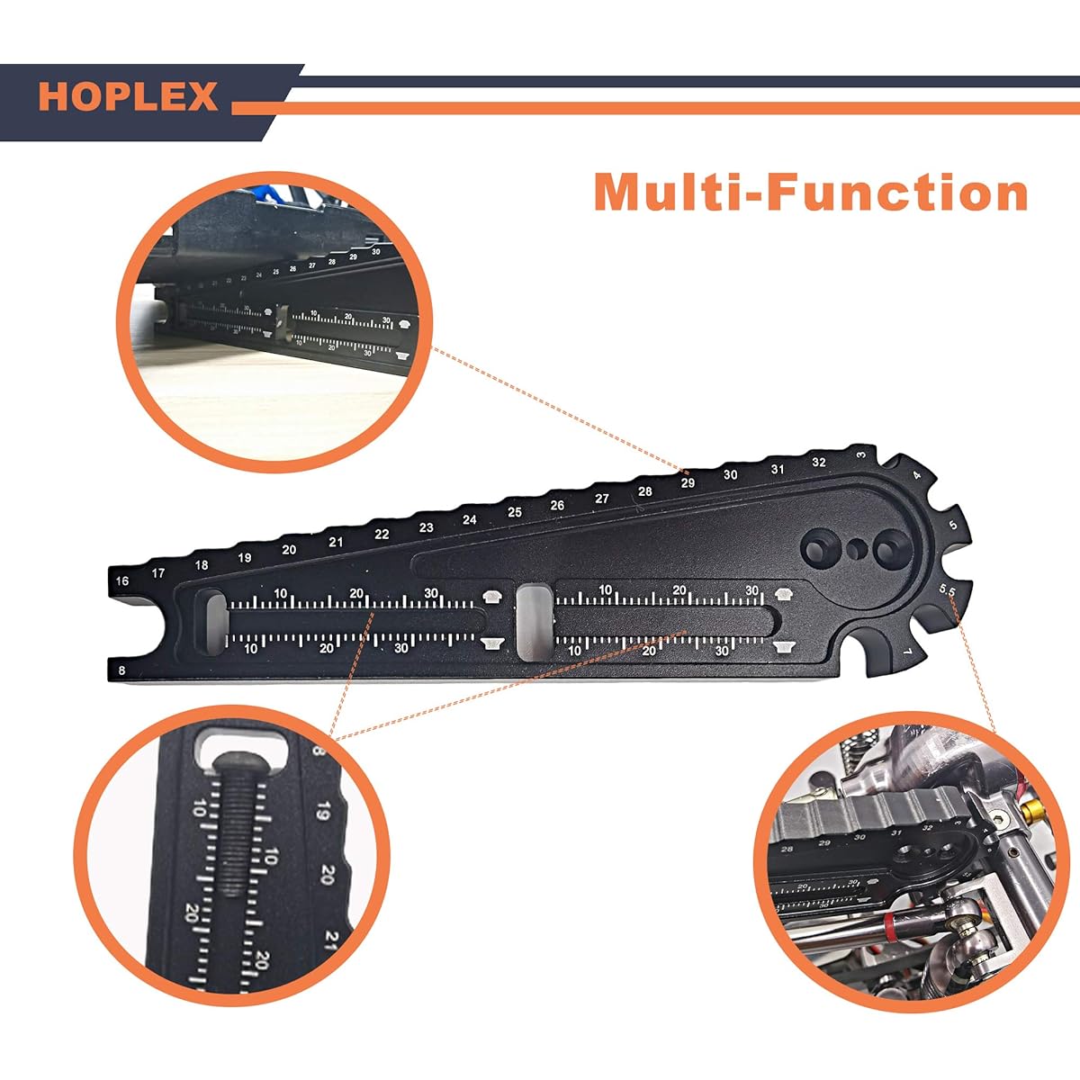 HOPLEX Aluminum Alloy RC Multi Tool Measuring Ride Height Gauge On-Road Vehicle RC Turnbuckle Wrench 3/4/5/5.5/7/8mm Thread Length Measuring 17mm Hub Wrench for RC Model Repair Work