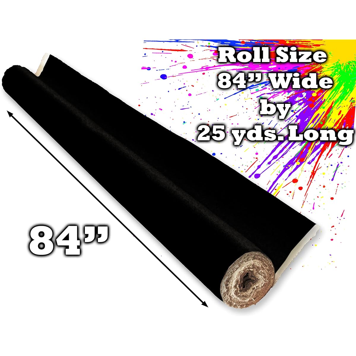 84" Wide Pre-Primed Black 25 Yard Cotton Canvas Roll, 13oz Triple Primed Gesso, Artist Quality by WholesaleArtsFrames-com