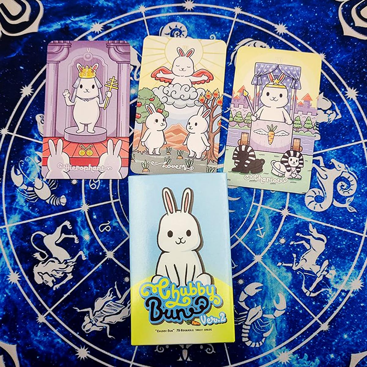 Chubby Van Tarot Deck (Version 2), 79 adorable tarot cards, for beginners, standard size 7x12cm