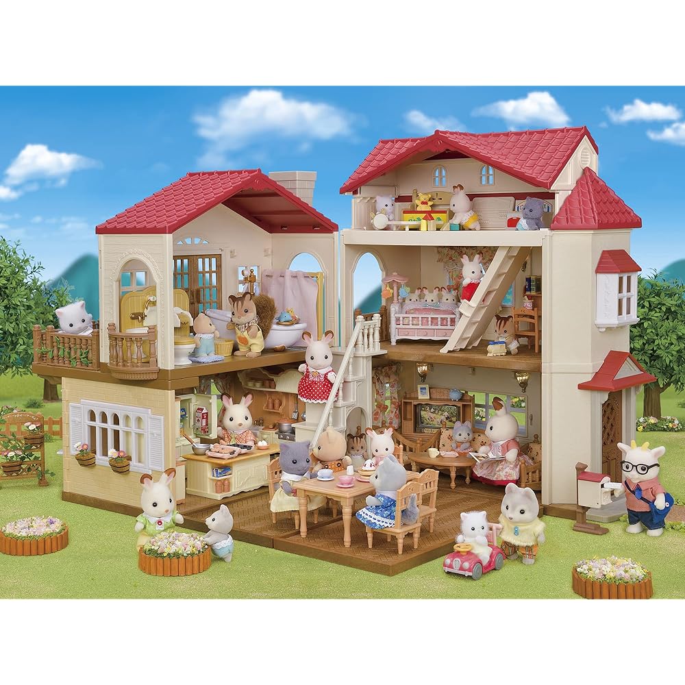 [Japan Toy Awards 2022 Character Toy Category Excellence Award] Sylvanian Families House Big House with a Red Roof -The Attic is a Secret Room- Ha-51 & Sylvanian Families Room Set Big House with a Red Roof Furniture Set SE-194 [Set Purchase]