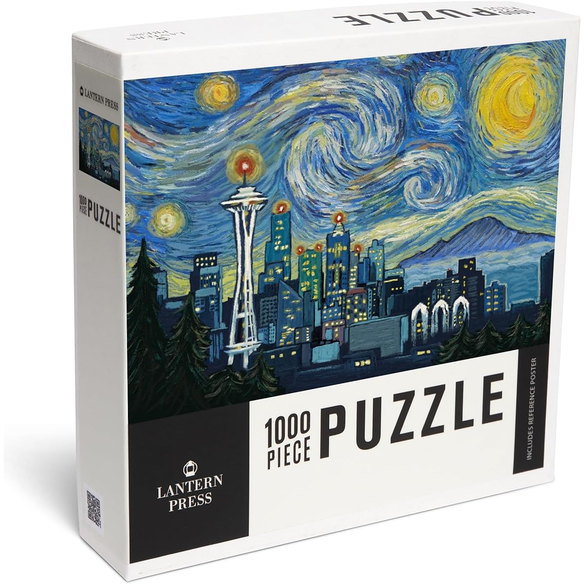 Seattle, Washington - Skyline - Van Gogh Starry Night (Premium 1000 Piece Jigsaw Puzzle for Adults 19x27)