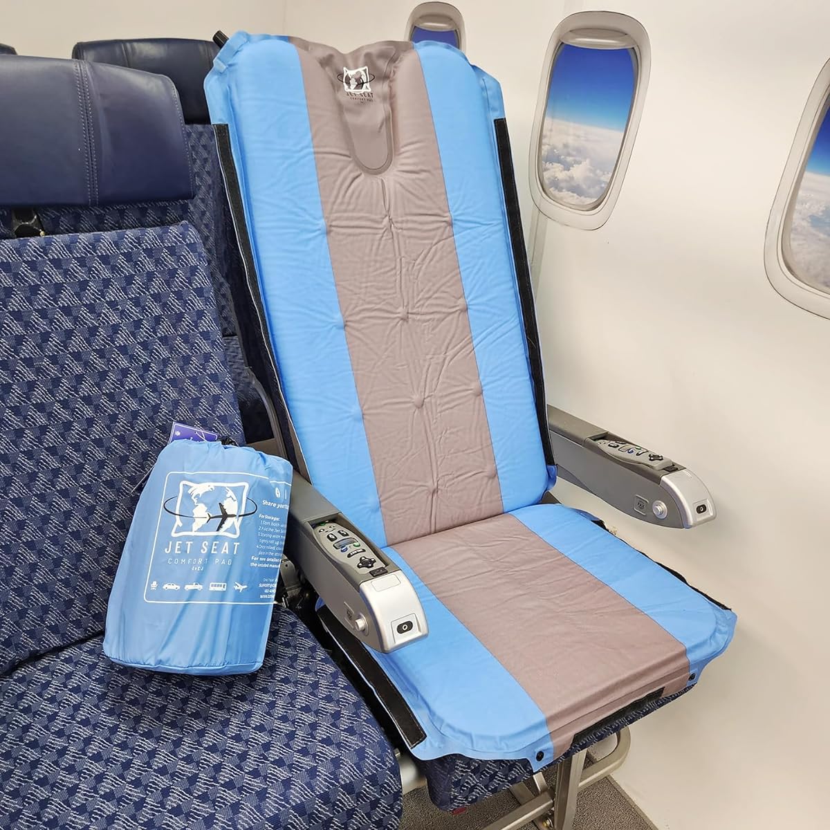 Self-Inflating Cushion with Pocket and Privacy Wings, Doctor Recommended, Prevents Back Pain, Improves Sleep, Keeps You Clean and Relaxed, Perfect for Planes/Trains and Buses, Packs in a Pouch