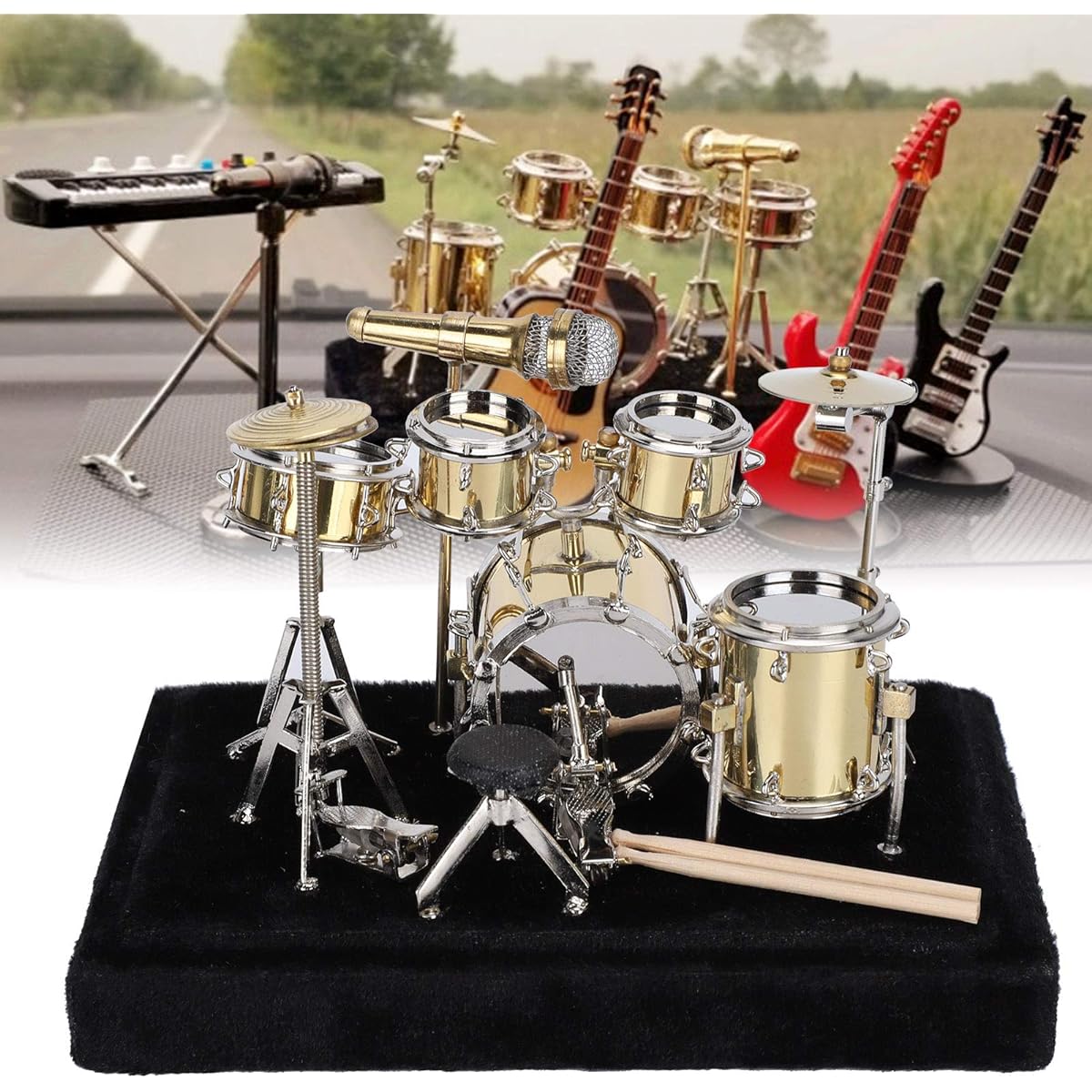 Pssopp Mini Drum Model Miniature Musical Instrument Drum Set Model Display Desktop Musical Instrument Decoration Home Decoration
