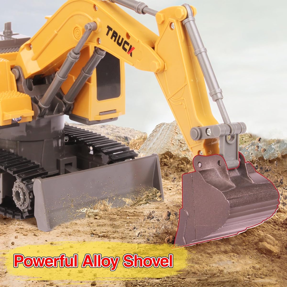 Remote Control Excavator, Toys for Boys 11 Channel 2 in 1 RC Excavator Toy with Bulldozer Christmas Birthday Gifts for Boys Construction Excavator Toy Metal Shovel with Lights/Sounds