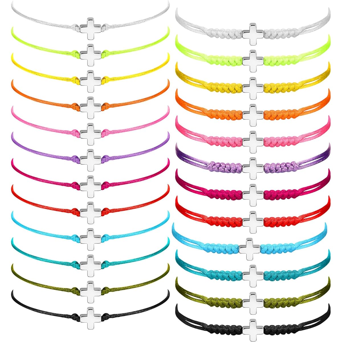 CHENGU 24 Pieces Back to School Friendship Bracelets Adjustable Handmade Braided Rope Bracelets Wish Bracelets for Kids Girls Women