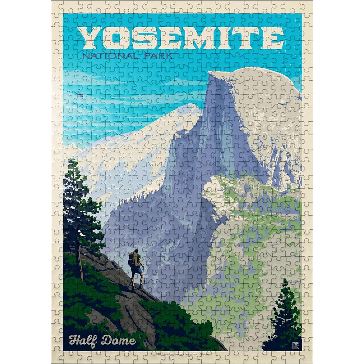 MyPuzzle Yosemite National Park: Half Dome Vista, Vintage Poster - Premium 500 Piece Jigsaw Puzzle for Adults