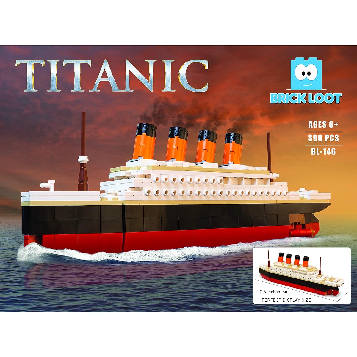 Brick Loot Titanic Model Building Blocks Set for Kids and Adults, 100% Compatible with Most Toy Construction Sets - Original Building Block Creator Kit for Beginners (Large, 390 Pieces)