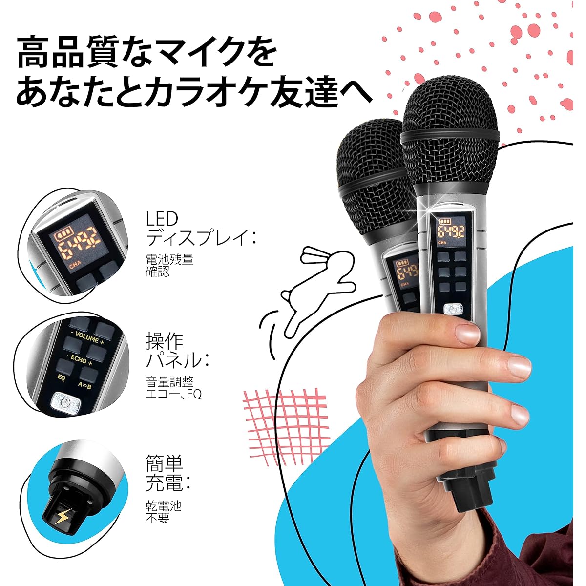 Masingo Karaoke 2024 Model Portable Bluetooth Speaker with 2 Wireless Microphones PA System Karaoke Mode. Spinto G3