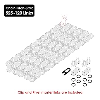 Caltric Black 525 Pitch 120 Link O-Ring Drive Chain ATV UTV Quad Side X Side Motorcycle Dirt Bike Compatible with Rivets and Clip-on Master Links