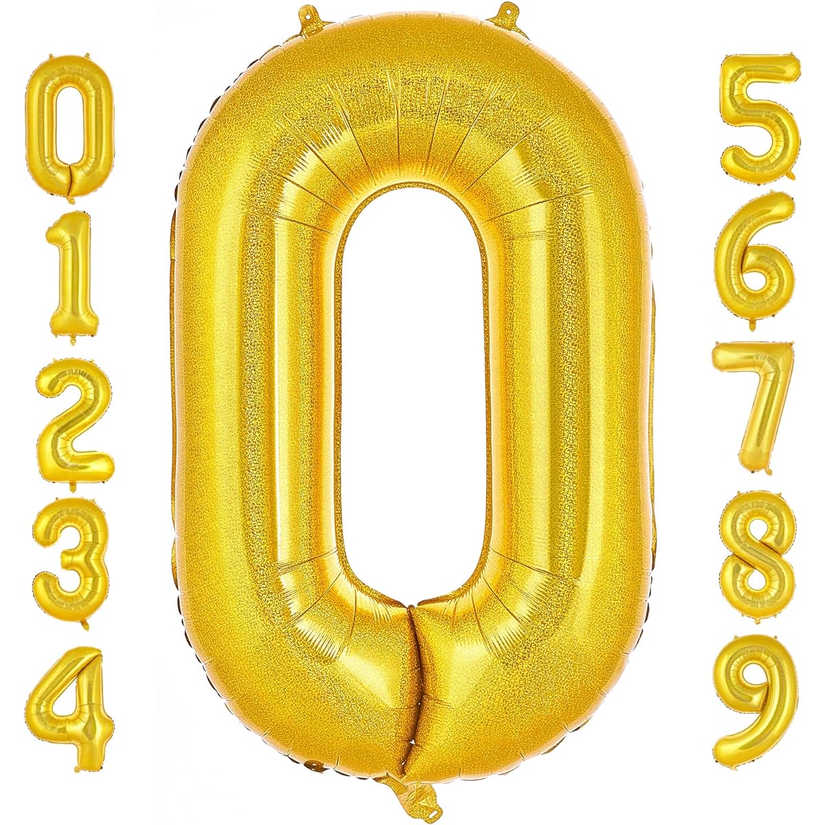 PartyWoo Number Balloons, 40 Inch Gold Balloons, Large Number Balloons, Happy Birthday Balloons, Foil Balloons for Party, Happy Birthday Balloons for Birthday Decorations (Gold Number 0)