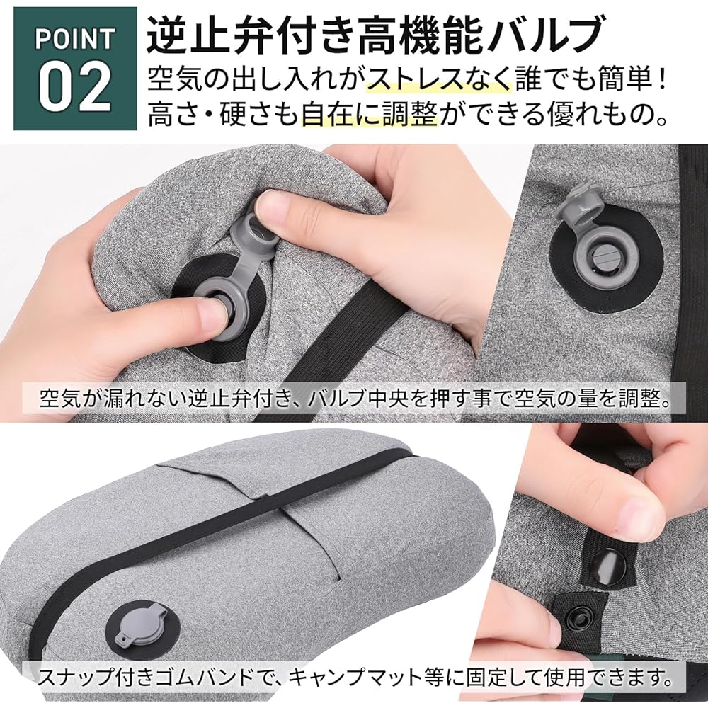 Hoshigarasu Camping Pillow Air Pillow with Fixed Band & Original Logo Cover, Ultra Light 160g, Pocket Size, Sleeping in the Car, Travel Pillow, Original Sticker Included