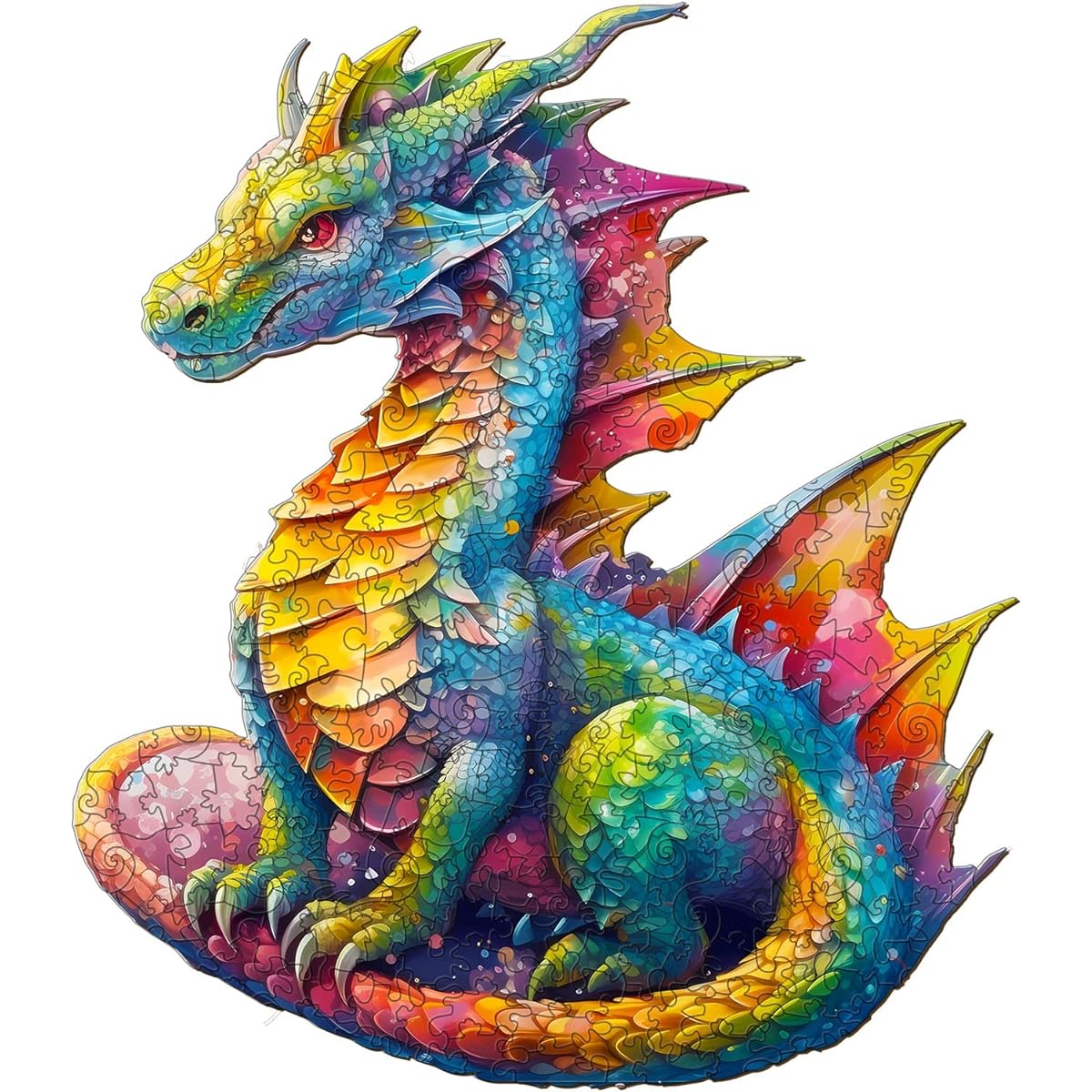 KAAYEE Wooden Jigsaw Puzzle Wooden Puzzle for Adults Unique Shape Advanced Dragon Wooden Jigsaw Puzzle for Adults Family Puzzle 12.2 * 10.5 Inch 200 Pieces