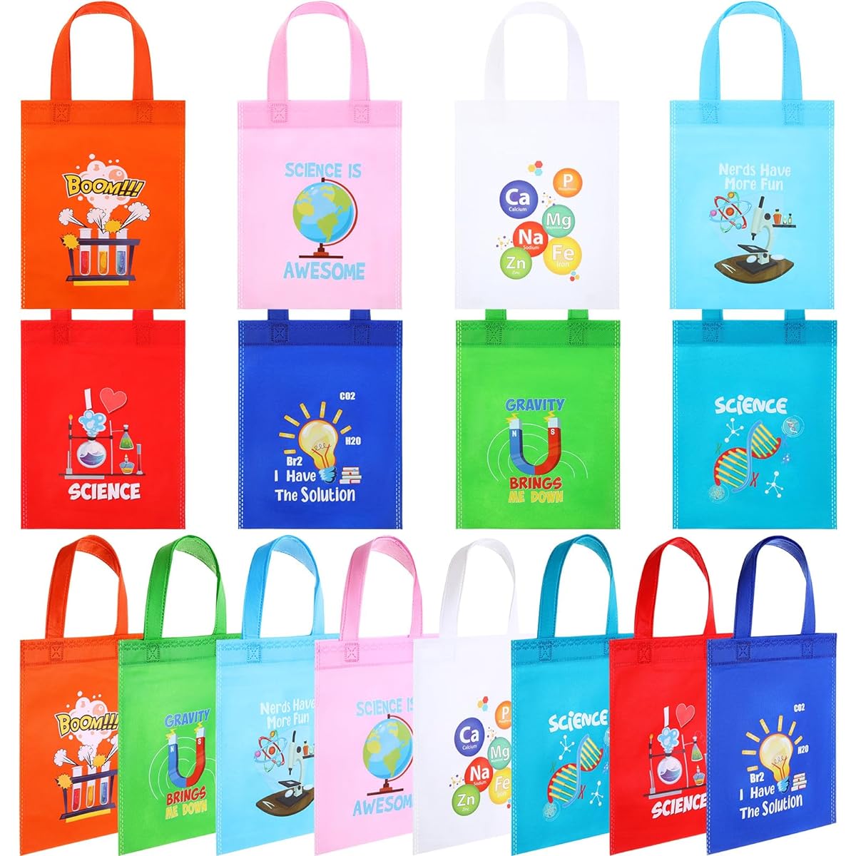 Hosuly 24pcs Science Party Gift Bags, Science Birthday Party Decorations, Science Birthday Party Favor Bags, Science Theme Goody Candy Bags for Boys Girls School Lab Week Party Supplies