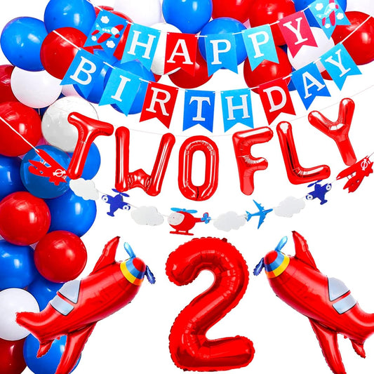 2 flies birthday party decorations 2 flies for little boys birthday balloons time fly birthday decorations plane birthday party decor plane birthday banner (red)