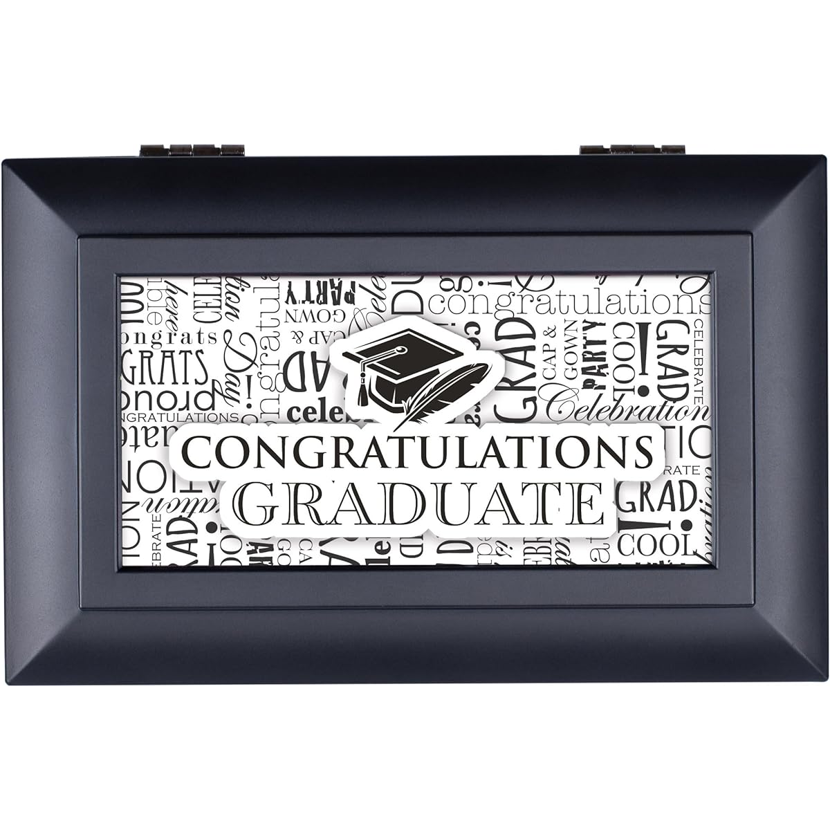 Congratulations Graduate Black Petite Music Box Plays Pomp and Circumstance