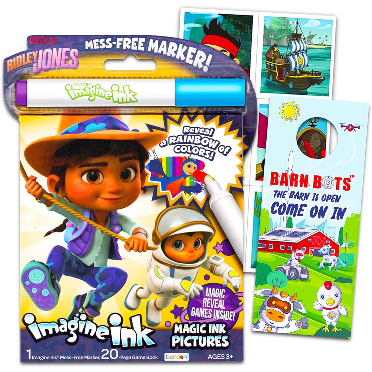 Ridley Jones Imagine Ink Set - Ridley Jones Imagine Ink Coloring Book Set for Kids/Girls + Bonus Stickers | Ridley Jones Coloring and Activity Set