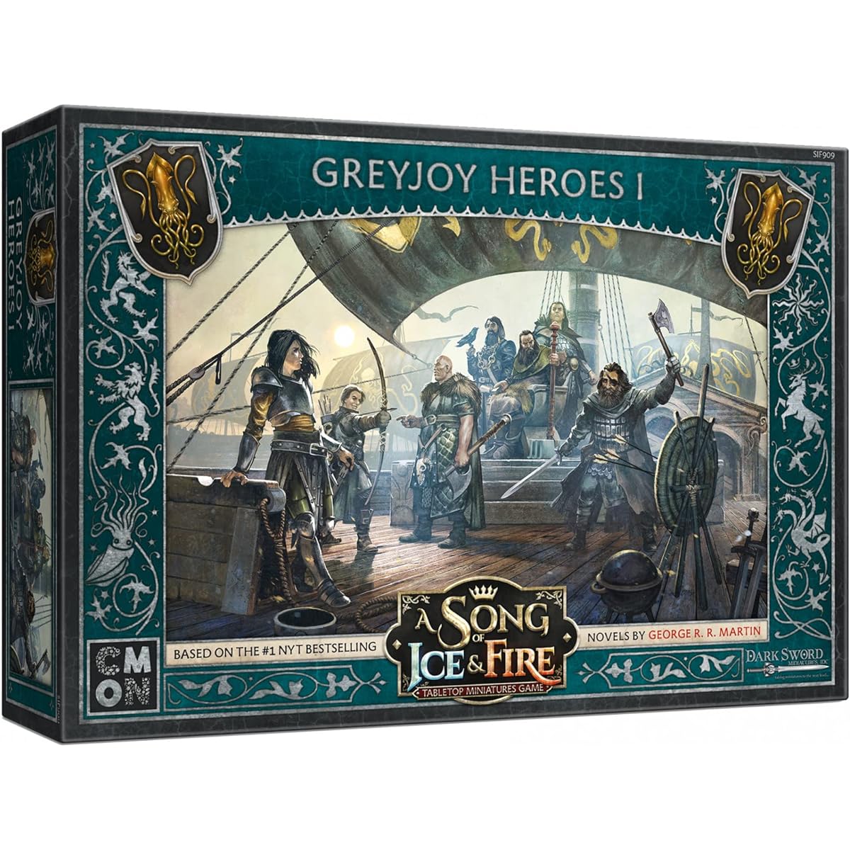 CMON A Song of Ice and Fire Tabletop Miniatures Game Greyjoy Heroes I Box Set - Commanders of House Greyjoy, Strategy Game for Adults, Ages 14+, 2+ Players, 45-60 Minute Play Time