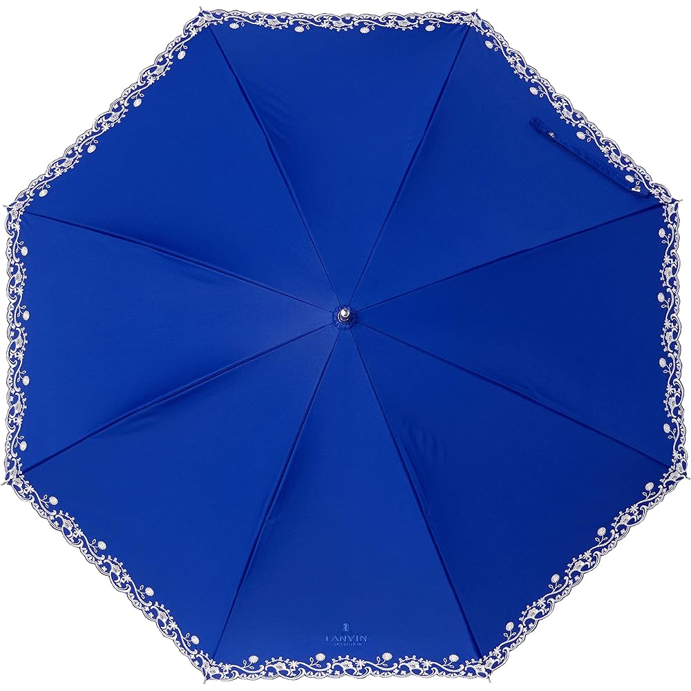 [Moonbat] Long Umbrella LANVIN COLLECTION (Lanvin Collection) Hem Embroidery Parasol Short Umbrella Parasol with Logo Simple Stylish Cute Women's [Suitable for both sun and rain, lightweight, heat shielding] Pale Sky Pale Sky Rib length: approx. 50 cm