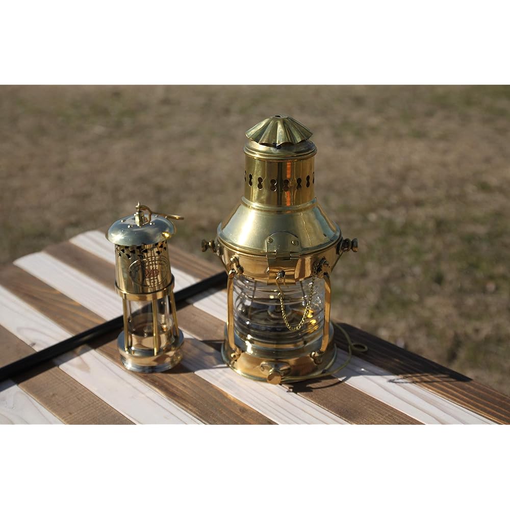 Roost Outdoors Brass Oil Ship Lantern (Brass Oil Lantern, Ship Lamp, Ship Light) Nelson Lamp, Anchor Lamp, Kerosene Lantern, Brass Lantern, Brass Lantern, Simple Japanese Instruction Manual Included, Oil Dropper Included, 17cm