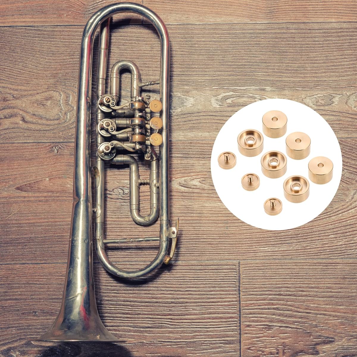 MILISTEN Trumpet Piston Button Buckle Trumpet Finger Button Turquoise Inlay Connecting Rod Valve Cap Musical Trumpet Instrument Tool (Gold) 1 Set