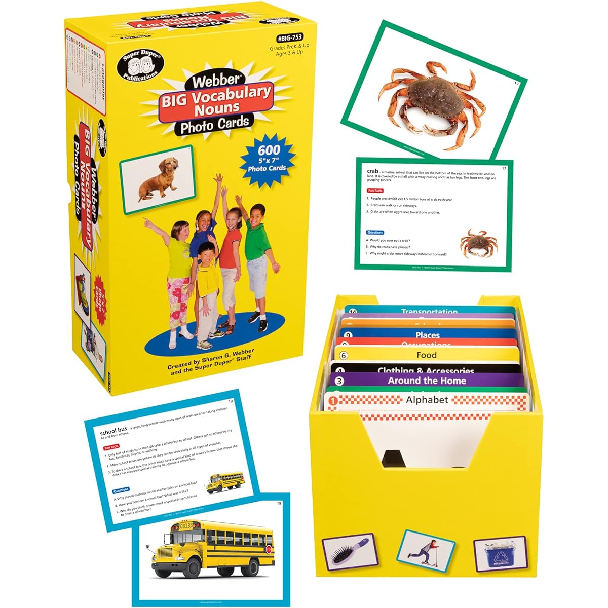 Super Duper Publications | Webber Big Vocabulary Nouns Photo Flash Cards | Educational Products for Kids