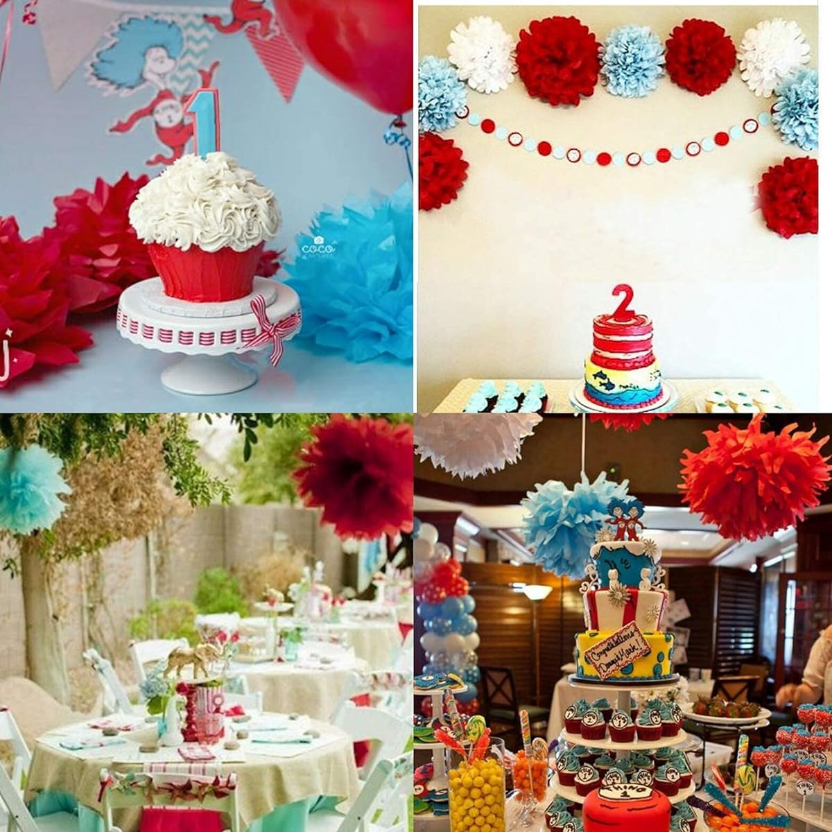 Dr. Seuss Baby Shower Decorations/Dr. Seuss Party Decorations Thing 1 Thing 2 Party Supplies Birthday Decorations Turquoise White Red Polka Dot Balloons/Thing One and Thing Two Birthday Decorations