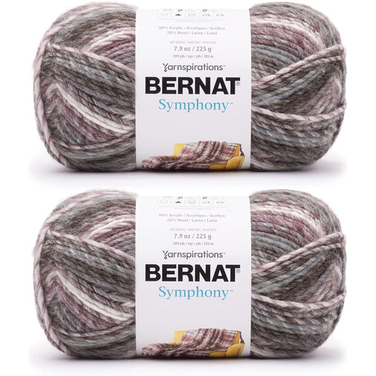 Bernat Symphony Pebbles Yarn - 2 Pack 225g/8oz - Nylon - 5 Bulky - 309 Yards - Knitting/Crochet