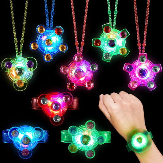 16 Pack LED Light Up Fidget Bracelets Glow in the Dark Necklaces for Birthday/Valentine/Halloween/Christmas Party Favors Goodie Bag Stuffers Classroom Prizes