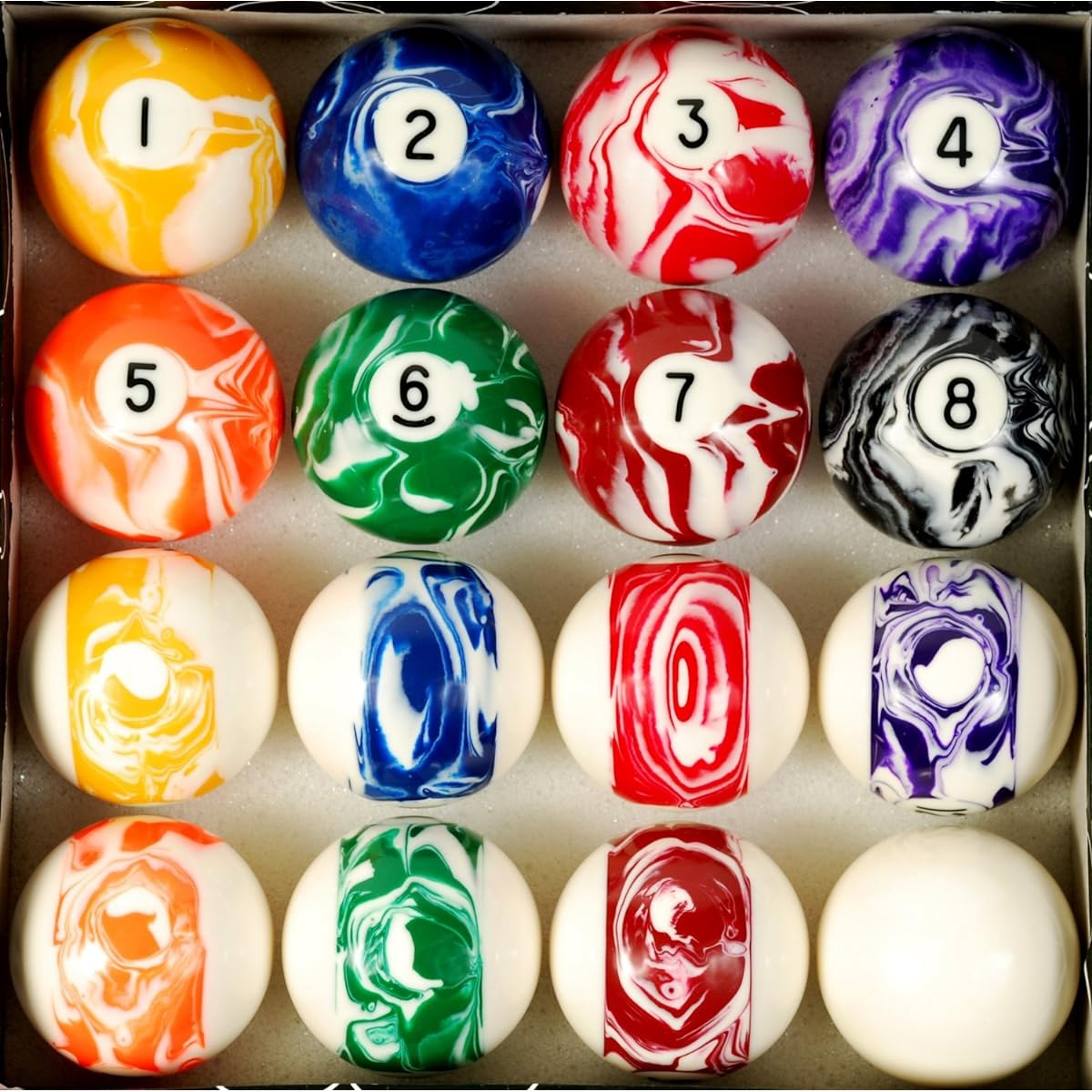 Table Billiard Ball Set Marble/Swirl Style-[Parallel Import]