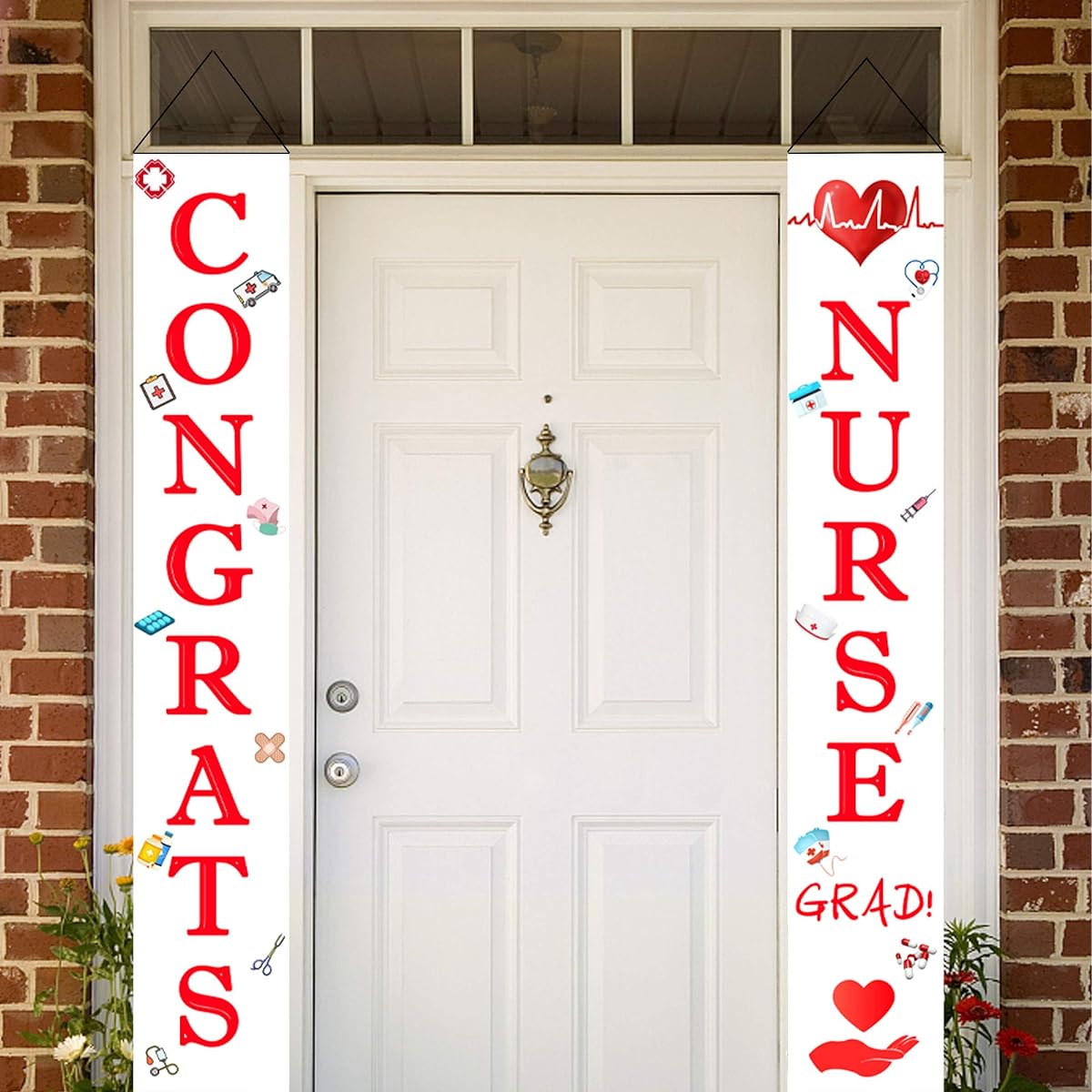BignzwUra Nurse Graduation Porch Sign, Congratulations to Nurse Hanging Party Supplies Banner Decorations for Outdoor Indoor Outdoor Party