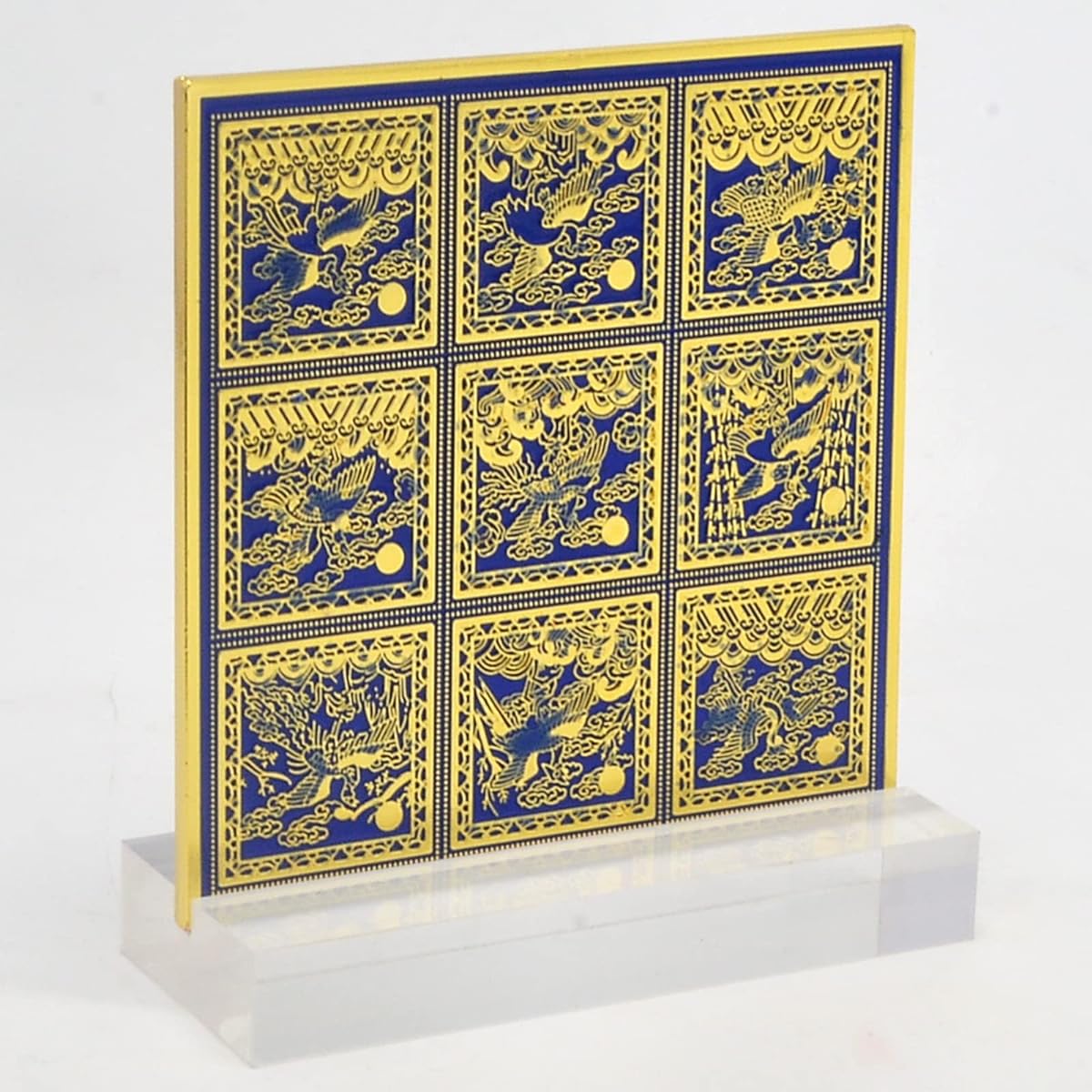 Feng Shui 9 Rank Badge Plaque Royal Blue & Gold Home Decoration W5369