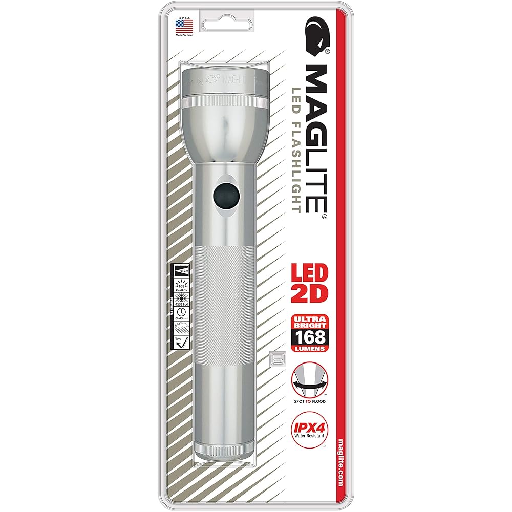MAG-LITE 2D Cell (2 AA Batteries) LED Flash Light Silver 2 D Batteries ST2D106 [Parallel Import]